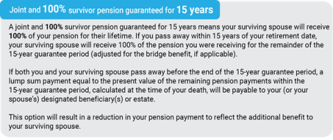 Information about the option "Joint and 100% survivor pension guaranteed for 15 years"
